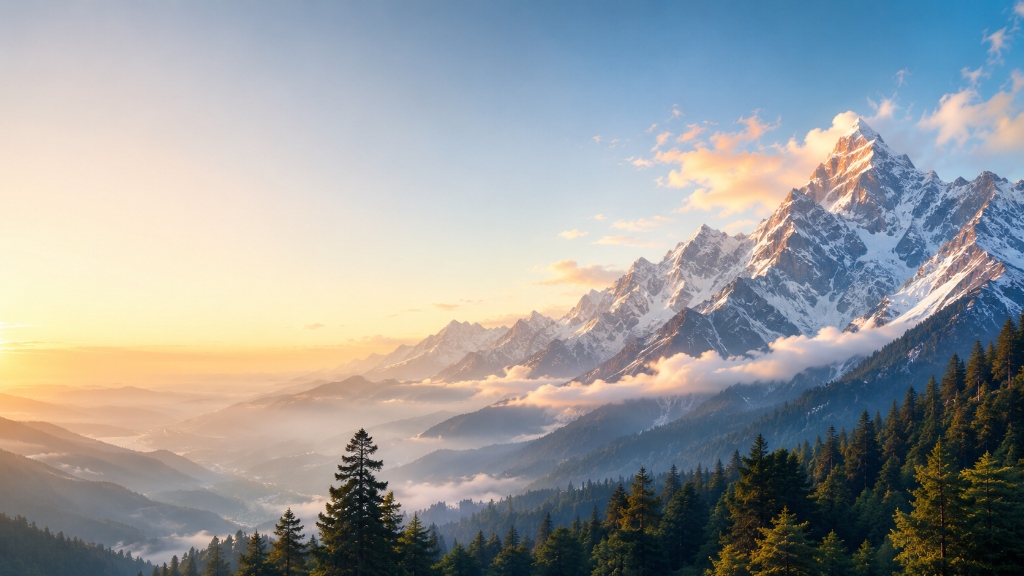 Scenic Himalayan Mountain Range at Sunrise