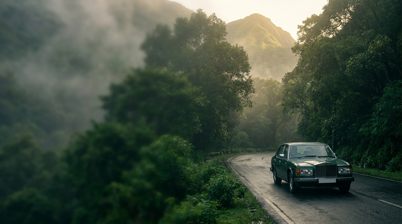 Premium Drive Misty Road Landscape