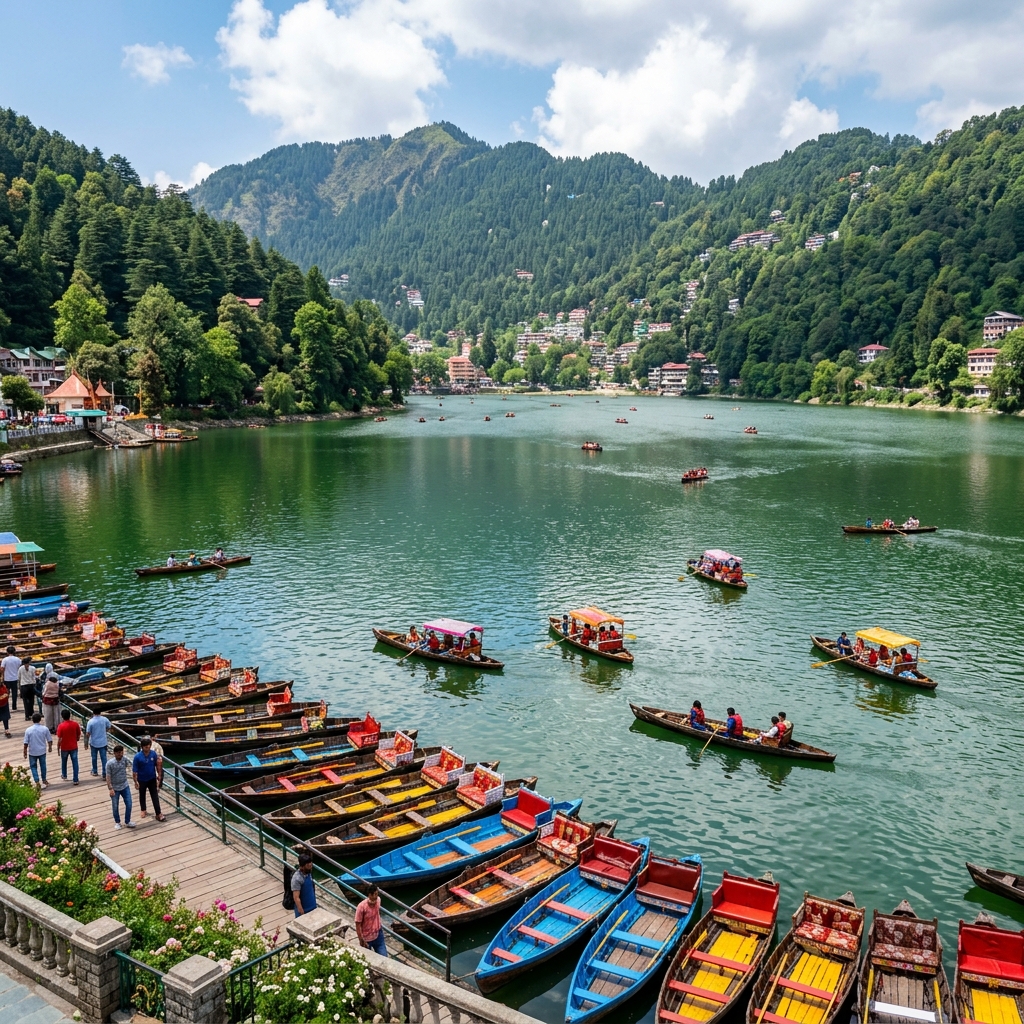 Nainital scenic lake and hills